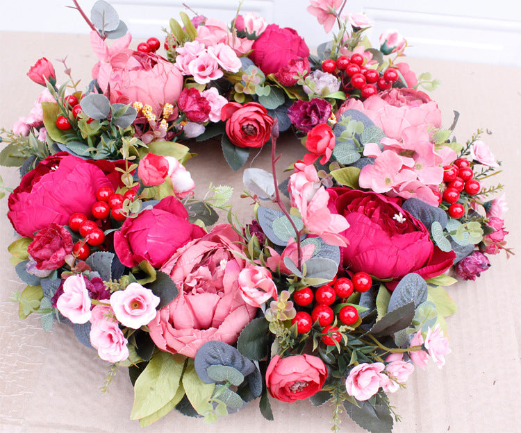 Christmas Red Peony Wreath