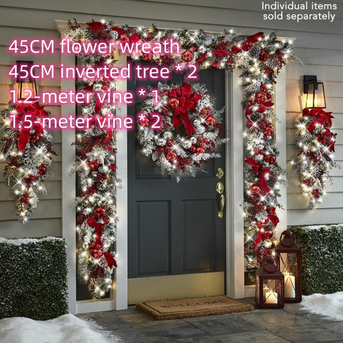 Flocking Christmas Door Wreath