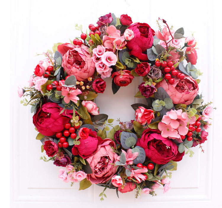 Christmas Red Peony Wreath