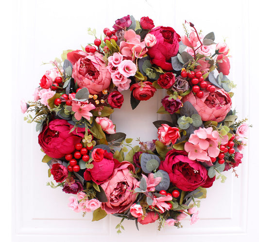 Christmas Red Peony Wreath