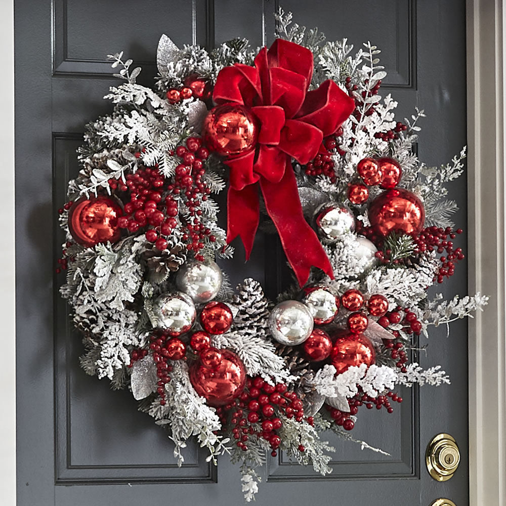Flocking Christmas Door Wreath
