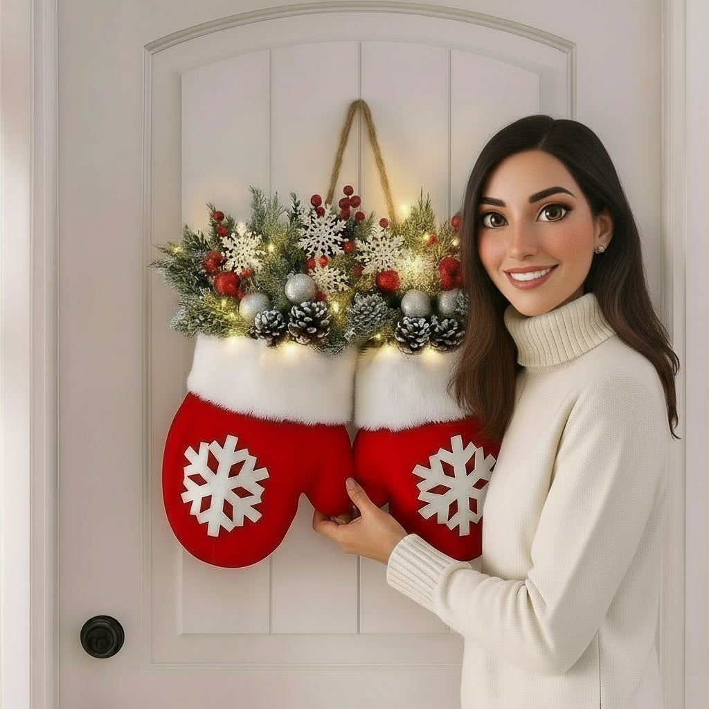 Glitter Glove Christmas Wreath